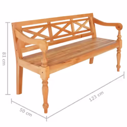 vidaXL Solid Mahogany Wood Batavia Bench Light Brown Hallway Decor Seating - Additional view 5