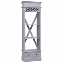 vidaXL Solid Mahogany Wood Highboard High Cabinet with 1/2 Drawers Brown/Grey - grey