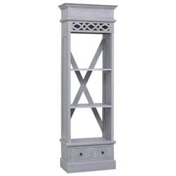 vidaXL Solid Mahogany Wood Highboard High Cabinet with 1/2 Drawers Brown/Grey - grey