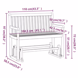 vidaXL Solid Acacia Wood Garden Swing Bench 110 cm Outdoor Patio Glider Bench - Additional view 3
