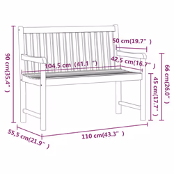 vidaXL Garden Bench Outdoor Dining Bench Wooden Bench Seat Solid Acacia Wood - 110 x 55.5 x 90 cm