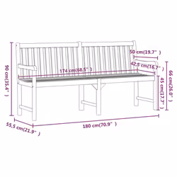 vidaXL Garden Bench Outdoor Dining Bench Wooden Bench Seat Solid Acacia Wood - 180 x 55.5 x 90 cm - Additional view 6