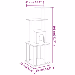 vidaXL Cat Tree with Sisal Scratching Posts Light Grey Cat Play Tower Toy - Additional view 10