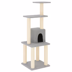 vidaXL Cat Tree with Sisal Scratching Posts Light Grey Cat Play Tower Toy - Additional view 8