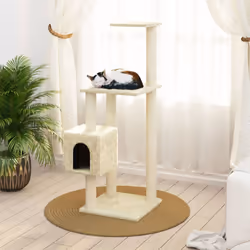 vidaXL Cat Tree with Sisal Scratching Posts Cat Play Tower Cat Climbing Tree - Cream