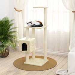 vidaXL Cat Tree with Sisal Scratching Posts Cat Play Tower Cat Climbing Tree - Cream