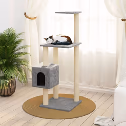 vidaXL Cat Tree with Sisal Scratching Posts Cat Play Tower Cat Climbing Tree - Light grey