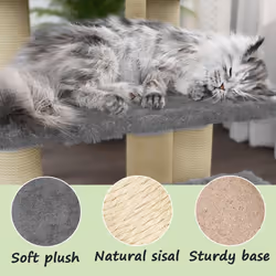 vidaXL Cat Tree with Sisal Scratching Posts Cat Play Tower Cat Climbing Tree - Light grey - Additional view 4