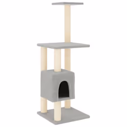 vidaXL Cat Tree with Sisal Scratching Posts Cat Play Tower Cat Climbing Tree - Light grey - Additional view 9