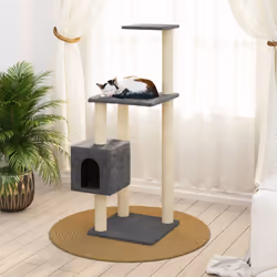 vidaXL Cat Tree with Sisal Scratching Posts Cat Play Tower Cat Climbing Tree - Dark grey
