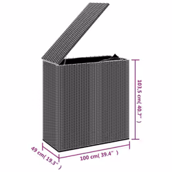 vidaXL Garden Cushion Box PE Rattan Patio Storage Box Multi Colours/Sizes - black, 100 x 49 x 103.5 cm - Additional view 4