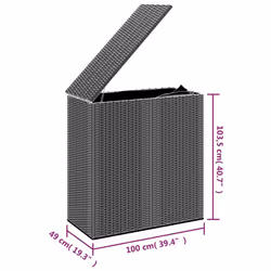 vidaXL Garden Cushion Box PE Rattan Patio Storage Box Multi Colours/Sizes - grey, 100 x 49 x 103.5 cm