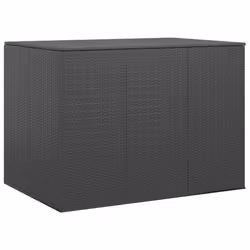 vidaXL Garden Cushion Box PE Rattan Black Patio Cabinet Outdoor Storage Box
