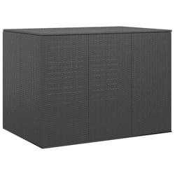 vidaXL Garden Cushion Box PE Rattan Black Patio Cabinet Outdoor Storage Box