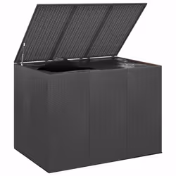 vidaXL Garden Cushion Box PE Rattan Black Patio Cabinet Outdoor Storage Box