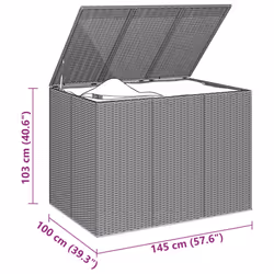 vidaXL Garden Cushion Box PE Rattan Black Patio Cabinet Outdoor Storage Box