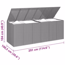 vidaXL Garden Cushion Box PE Rattan Patio Storage Box Multi Colours/Sizes - brown, 291 x 100.5 x 104 cm