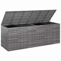 vidaXL Garden Cushion Box PE Rattan Patio Storage Box Multi Colours/Sizes - grey, 291 x 100.5 x 104 cm