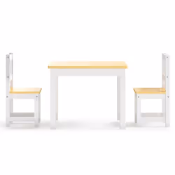 vidaXL Children Table and Chair Set 3 Piece White&Beige MDF Toddler Furniture