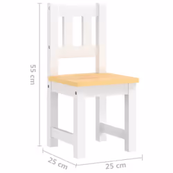 vidaXL Children Table and Chair Set 3 Piece White&Beige MDF Toddler Furniture