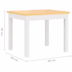 vidaXL Children Table and Chair Set 3 Piece White&Beige MDF Toddler Furniture - Additional view 8