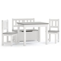 vidaXL Children Table and Chair Set 4 Piece White and Grey MDF Kids Furniture