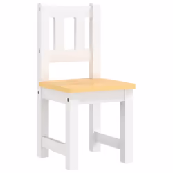 vidaXL Children Table and Chair Set 4 Piece White and Beige MDF Kids Furniture - Additional view 4