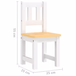 vidaXL Children Table and Chair Set 4 Piece White and Beige MDF Kids Furniture - Additional view 7