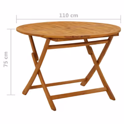 vidaXL Solid Acacia Wood Folding Garden Table 110 cm Patio Bistro Dining Table - Additional view 7