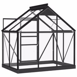 vidaXL Glass Greenhouse Anthracite Aluminium Garden Patio Plant Nursery House
