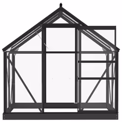 vidaXL Glass Greenhouse Anthracite Aluminium Garden Patio Plant Nursery House - Additional view 4
