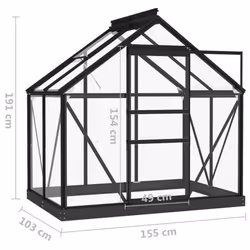 vidaXL Glass Greenhouse Anthracite Aluminium Garden Patio Plant Nursery House - Additional view 8