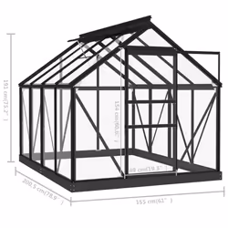 vidaXL Glass Greenhouse Garden Greenhouse Patio Plant Nursery House Aluminium - 155 x 200.5 x 191 cm
