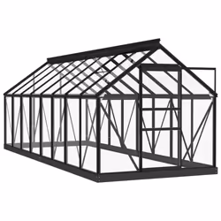 vidaXL Glass Greenhouse Garden Greenhouse Patio Plant Nursery House Aluminium - 155 x 395.5 x 191 cm