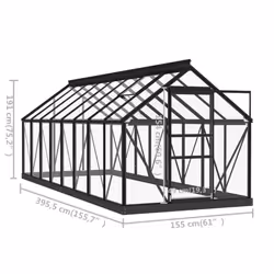 vidaXL Glass Greenhouse Garden Greenhouse Patio Plant Nursery House Aluminium - 155 x 395.5 x 191 cm