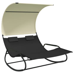 VidaXL 317587 outdoor chair Lounge Padded seat Polyester, Steel Black, Cream