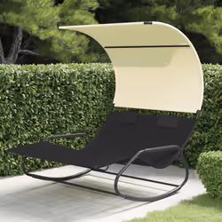 VidaXL 317587 outdoor chair Lounge Padded seat Polyester, Steel Black, Cream