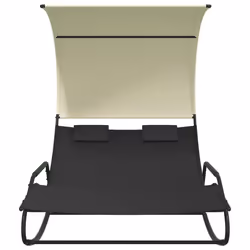 VidaXL 317587 outdoor chair Lounge Padded seat Polyester, Steel Black, Cream