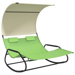 vidaXL Rocking Double Sun Lounger with Canopy Garden Sun Bed Outdoor Day Bed - green