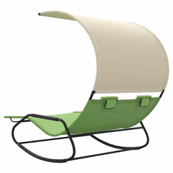 vidaXL Rocking Double Sun Lounger with Canopy Garden Sun Bed Outdoor Day Bed - green - Additional view 4