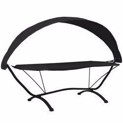 vidaXL Outdoor Lounge Bed with Canopy Steel and Oxford Fabric Garden Sunbed - black