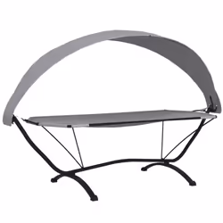 vidaXL Outdoor Lounge Bed with Canopy Steel and Oxford Fabric Garden Sunbed - grey