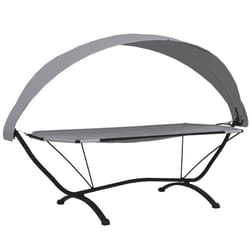 vidaXL Outdoor Lounge Bed with Canopy Steel and Oxford Fabric Garden Sunbed - grey