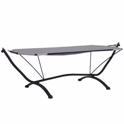 vidaXL Outdoor Lounge Bed with Canopy Steel and Oxford Fabric Garden Sunbed - grey - Additional view 4