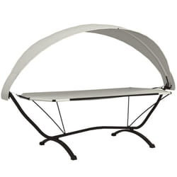 vidaXL Outdoor Lounge Bed with Canopy Steel and Oxford Fabric Garden Sunbed - cream