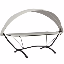 vidaXL Outdoor Lounge Bed with Canopy Steel and Oxford Fabric Garden Sunbed - cream - Additional view 6