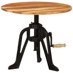 vidaXL Solid Wood Acacia and Cast Iron Side Table Wooden Side End Beside Table