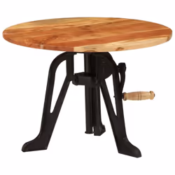 vidaXL Solid Wood Acacia and Cast Iron Side Table Wooden Side End Beside Table - Additional view 10