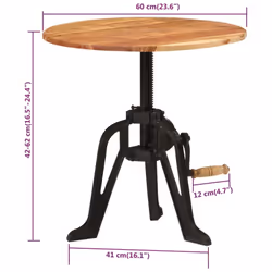 vidaXL Solid Wood Acacia and Cast Iron Side Table Wooden Side End Beside Table - Additional view 5