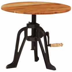 vidaXL Solid Wood Acacia and Cast Iron Side Table Wooden Side End Beside Table - Additional view 6